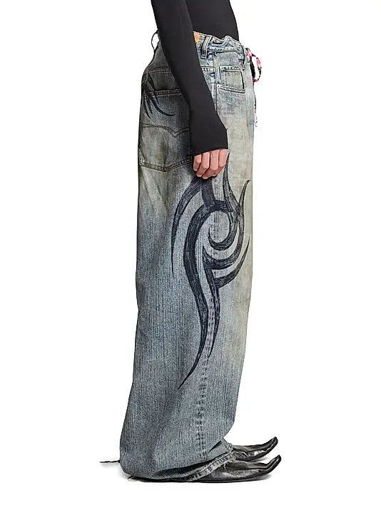Faded Tribal Jeans