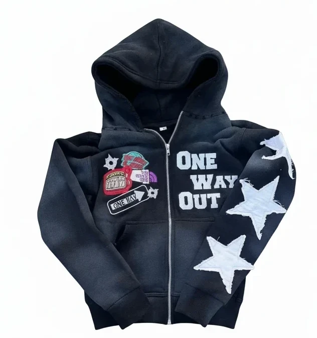 Y2K Star Zip-Up Hoodie